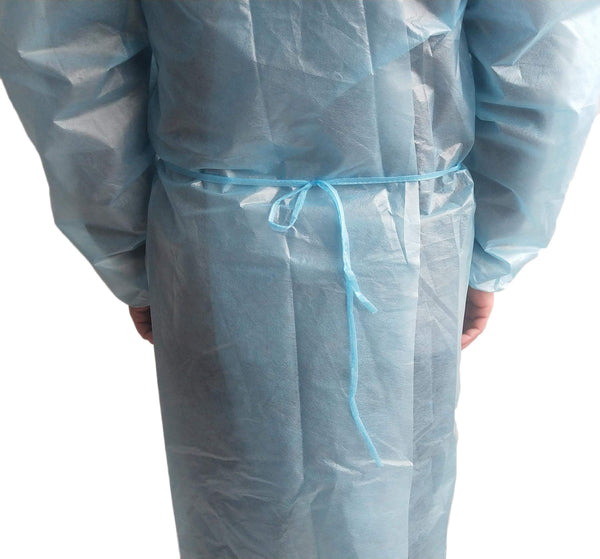 Patient Aid Impervious Isolation Gown - Disposable, Single Use - Coated Polypropylene (PP+PE) 40 GSM - Hospital Quality - FDA Registered Manufacturer