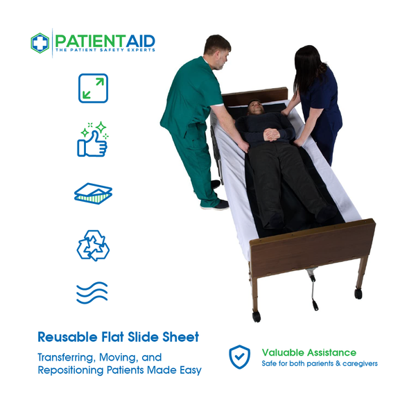 Reusable Flat Slide Sheet for Patient Transfers, Turning and Repositioning